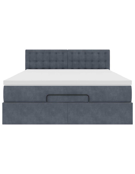 Struttura Letto Pouf con Materasso 140x200 cm in Velluto