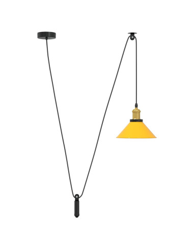 Lampada Sospensione Regolabile E27 Giallo Lucido Ø22 cm Metallo