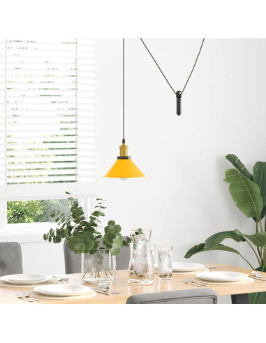 Lampada Sospensione Regolabile E27 Giallo Lucido Ø22 cm Metallo