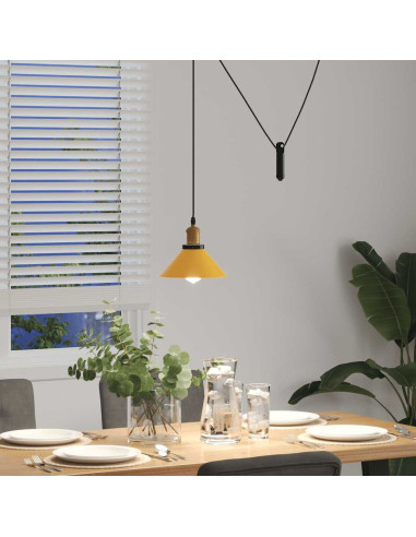 Lampada Sospensione Regolabile E27 Giallo Lucido Ø22 cm Metallo