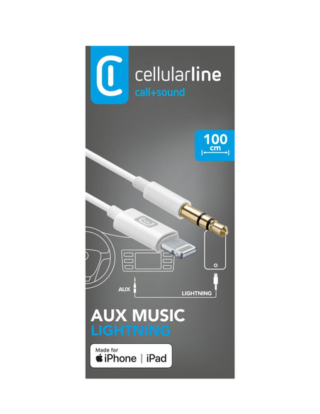 Cellularline Aux Music Cable - Lightning Cavo aux per connessione ad autoradio