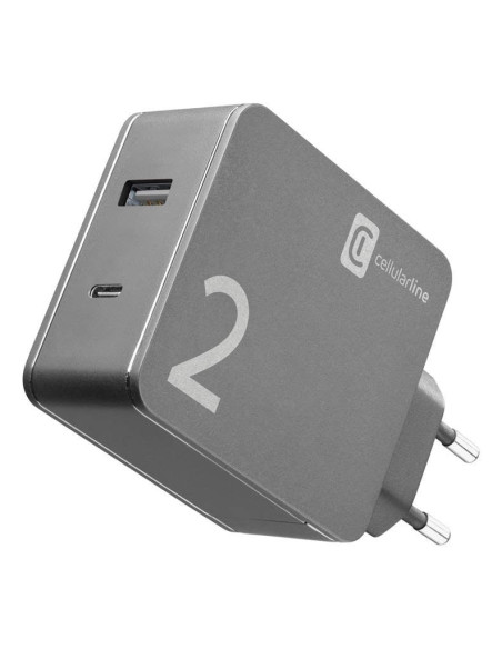 Cellularline Duo Charger - MacBook and iPhone Caricabatterie per computer portatili dotati di porta USB-C e smartphone, 42W