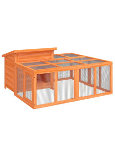 Conigliera Marrone 144x123x67,5 cm in Legno Massello di Pino