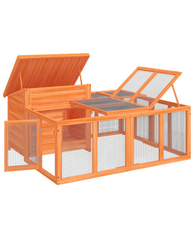 Conigliera Marrone 144x123x67,5 cm in Legno Massello di Pino