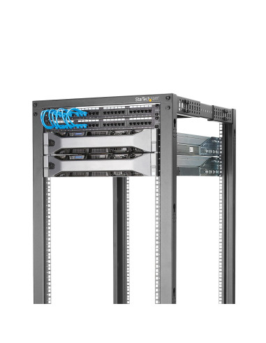StarTech.com Server Rack a 4 Montanti 15U Open Frame, Armadio Rack di Rete 19" con Ruote, piedini di livellamento/montaggio a pa