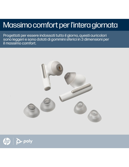 POLY Auricolari bianco sabbia Voyager Free 60+ UC + Adattatore BT700 USB-A + Custodia di ricarica touchscreen
