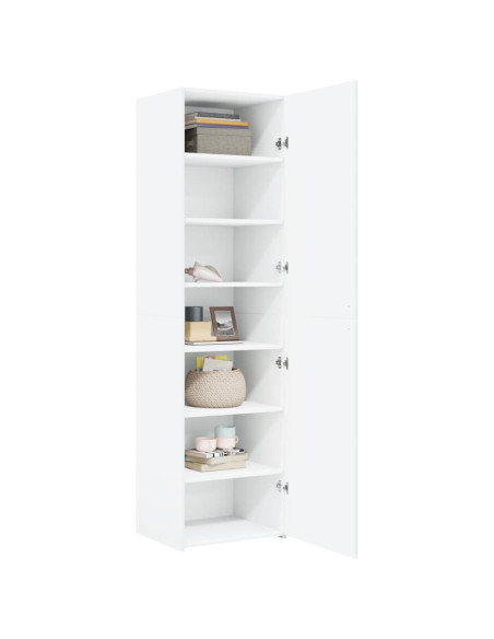 Credenza Bianca 50x42,5x185 cm in Legno Multistrato