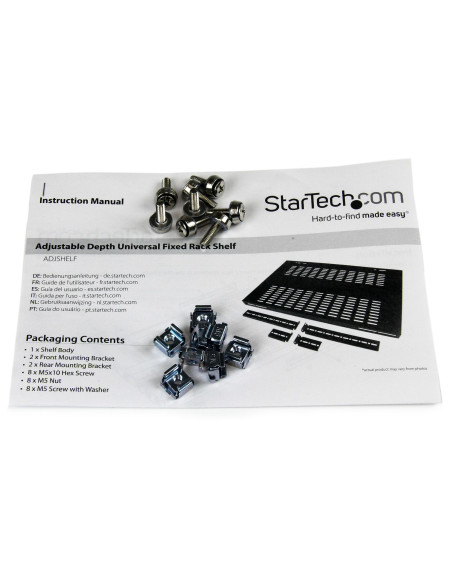 StarTech.com Ripiano fisso per armadio server a rack, profondità regolabile