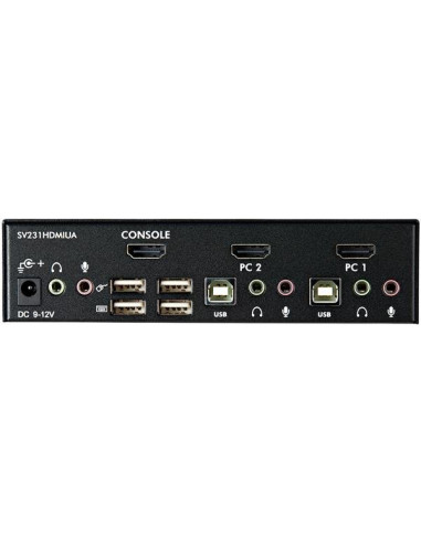 StarTech.com Switch KVM HDMI USB 2 porte, con audio e hub USB 2.0