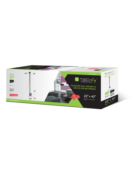 Techly Supporto Telescopico a Soffitto fino a 1,6m per TV LED LCD 23-42" (ICA-CPLB 922L)