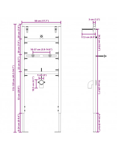 Accessorio da bagno  Blu Acciaio 50 x 17.5 x 139 cm