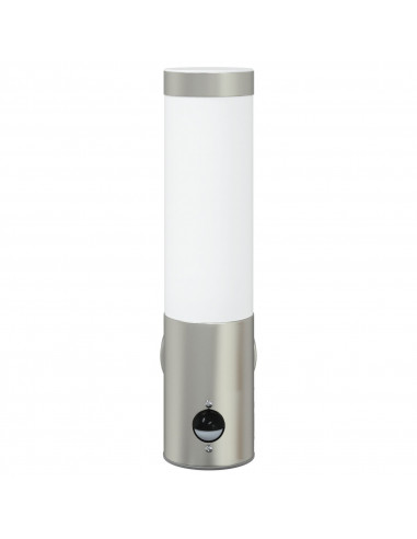 Applique da esterno  con sensore in acciaio inox argento IP44