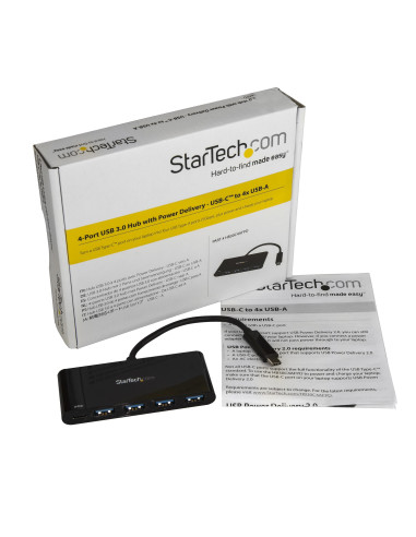 StarTech.com HB30C4AFPD hub di interfaccia USB 3.2 Gen 1 (3.1 Gen 1) Type-C 5000 Mbit/s Nero