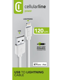 Cellularline Power Cable 120cm - Lightning Cavo Lightning per ricarica e trasferimento dati