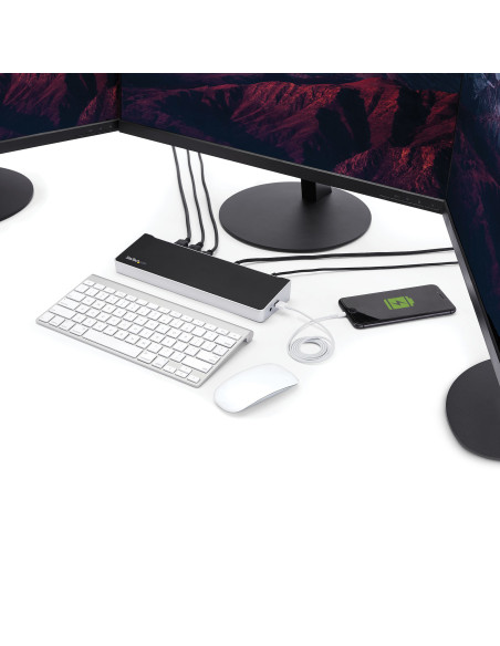 StarTech.com Docking Station USB-C per triplo monitor UHD 4K, Mac e Windows, Dock USB C a HDMI e DisplayPort, Hub a 5 porte USB 