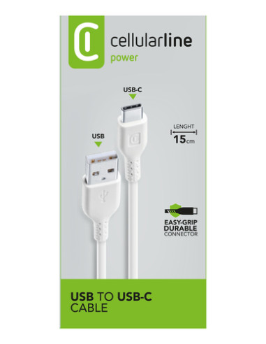 Cellularline Power Cable 15cm - USB-C Cavo USB-C per ricarica e trasferimento dati
