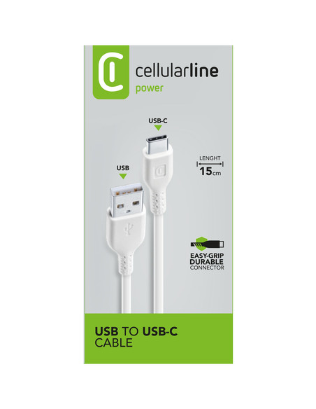 Cellularline Power Cable 15cm - USB-C Cavo USB-C per ricarica e trasferimento dati