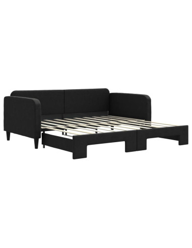 Divano Letto con Letto Estraibile Nero 90x190 cm in Tessuto