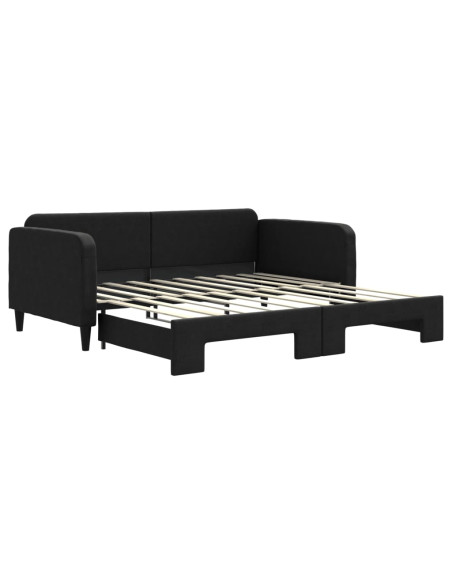 Divano Letto con Letto Estraibile Nero 90x190 cm in Tessuto