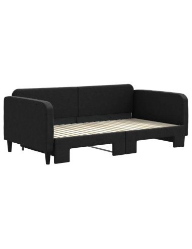 Divano Letto con Letto Estraibile Nero 90x190 cm in Tessuto