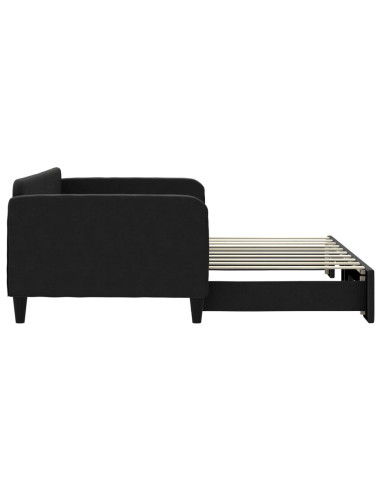 Divano Letto con Letto Estraibile Nero 90x190 cm in Tessuto