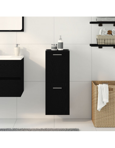 Armadiolo da Bagno  Nero Rovere 30x30x80 cm in legno ingegnerizzato