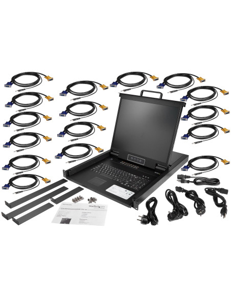 StarTech.com Console KVM per Armadio Rack - Monitor LCD 19" - KVM Switch VGA a 16 porte integrato - Cassetto KVM 1U Montabiole a