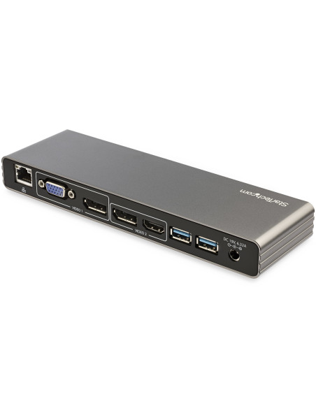 StarTech.com Thunderbolt 3 Dock - Doppio monitor 4K 60Hz TB3 Laptop Docking Station con DisplayPort, HDMI e VGA 1080p - Power De