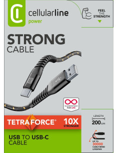 Cellularline Tetra Force Cable 200cm - USB-C Cavo USB-C ultra resistente