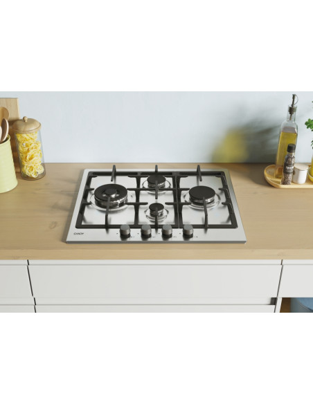 Candy Idea CHG6D4WX Acciaio inox Da incasso 60 cm Gas 4 Fornello(i)