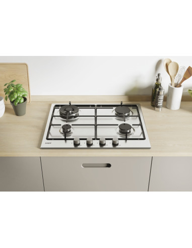 Candy Idea CHW6BR4WX Acciaio inox Da incasso 60 cm Gas 4 Fornello(i)