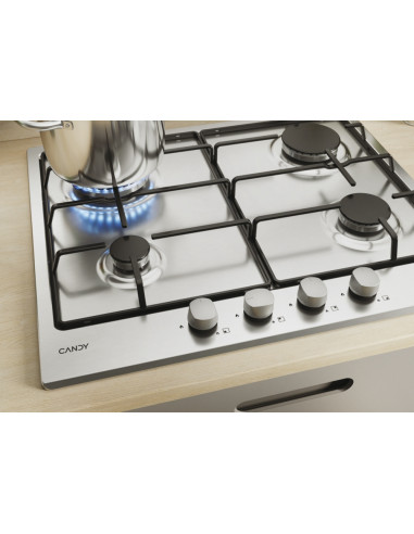 Candy Idea CHW6BR4WX Acciaio inox Da incasso 60 cm Gas 4 Fornello(i)