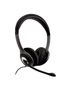V7 HU521-2EP cuffia e auricolare Cablato A Padiglione Ufficio Nero, Argento 2