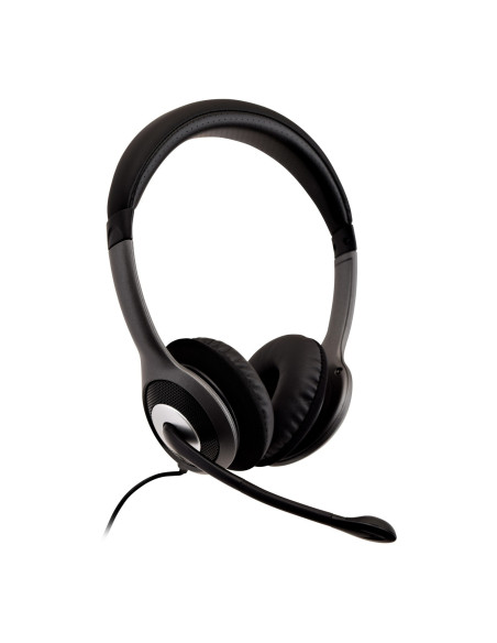 V7 HU521-2EP cuffia e auricolare Cablato A Padiglione Ufficio Nero, Argento