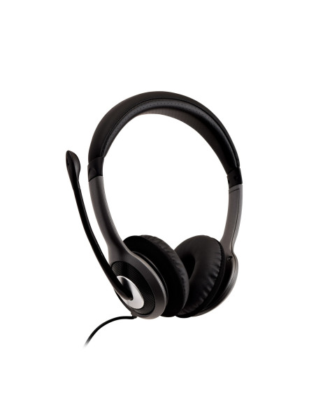 V7 HU521-2EP cuffia e auricolare Cablato A Padiglione Ufficio Nero, Argento