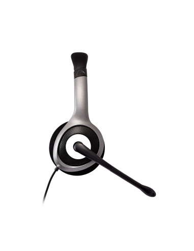 V7 HU521-2EP cuffia e auricolare Cablato A Padiglione Ufficio Nero, Argento