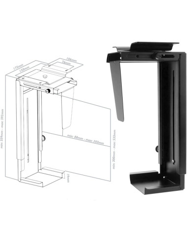 Techly ICA-CS 66 supporto per CPU Porta CPU sotto scrivania Nero