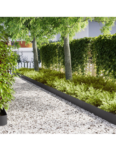 Bordature per Prato 20 pz Nero 100x0,5x20 cm Acciaio