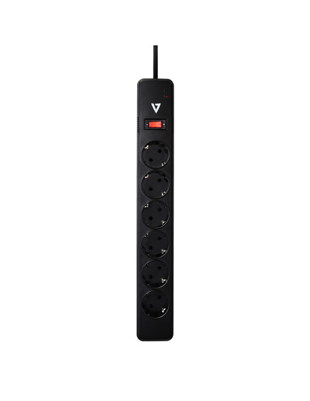 V7 Stabilizzatore di tensione a 6 prese Schuko casa/ufficio, cavo di 1,8 m, 1050 joule, nero