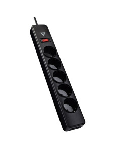 V7 Stabilizzatore di tensione a 5 prese Schuko casa/ufficio, cavo di 1,8 m, 1050 joule, nero
