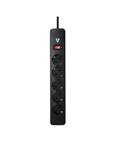 V7 Stabilizzatore di tensione a 5 prese Schuko casa/ufficio, cavo di 1,8 m, 1050 joule, nero