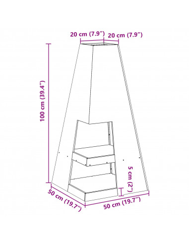 Braciere con Stoccaggio per Legna 50x50x100 cm Acciaio Inossidabile