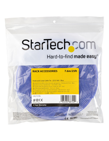 StarTech.com Rotolo di nastro a strappo da 7,6 m - Fascette riutilizzabili da tagliare su misura - Feltro adesivo autobloccante 