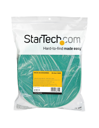 StarTech.com Rotolo di nastro a strappo da 30,5 m - Fascette riutilizzabili da tagliare su misura - Feltro adesivo autobloccante