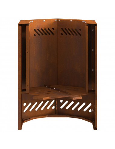 Braciere Senza Fumi Esagonale 38x38x51 cm Acciaio Invecchiato