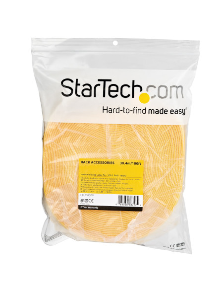StarTech.com Rotolo di nastro a strappo da 30,5 m - Fascette riutilizzabili da tagliare su misura - Feltro adesivo autobloccante