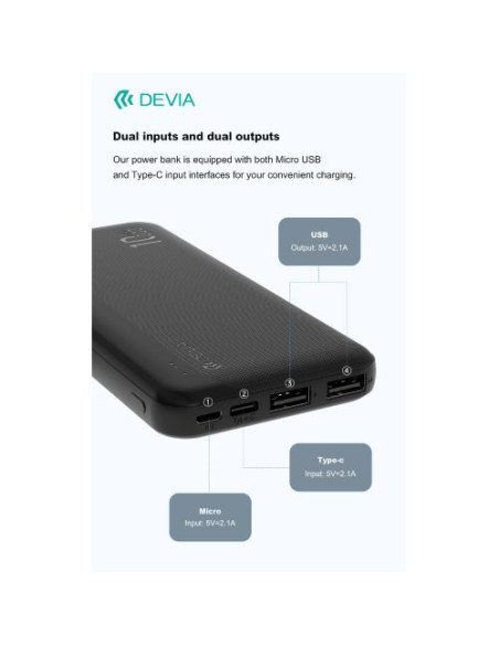 DEVIA POWER BANK KINTONE 10,000 MAH 37 WATT NERO