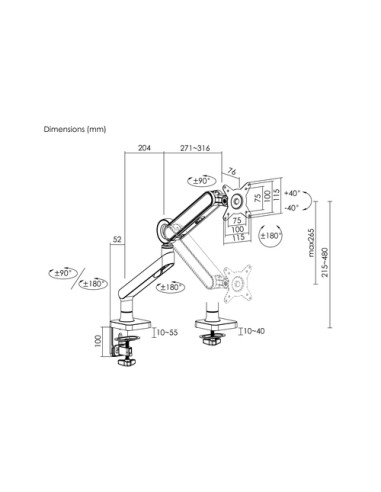 Equip Staffa di montaggio per monitor premium da 17“-35”, bianco