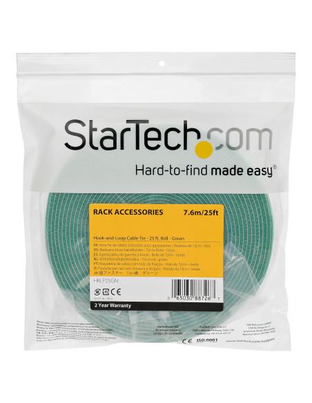 StarTech.com Rotolo di nastro a strappo da 7,6 m - Fascette riutilizzabili da tagliare su misura - Feltro adesivo autobloccante 
