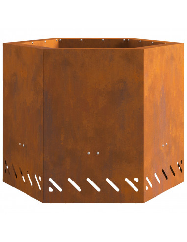 Caminetto senza fumi Esagonale 58x58x51 cm Acciaio invecchiato